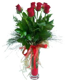 vazo içerisinde 5 kırmızı gül  Ordu çiçek mağazası , çiçekçi adresleri 