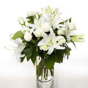  Ordu çiçek yolla , çiçek gönder , çiçekçi   1 dal cazablanca 7 adet beyaz gül vazosu